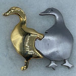 Vintage Ultra Craft pewter & gold tone ducks brooch Silver Photo 0