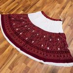 Maroon and off white three piece lengha dress sari choli indian Pakistani Diwali Red Size M Photo 1