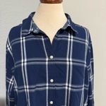 Jachs  Girlfriend Plus Women Dark Blue Checkered Fannel Buttondown Shirt Size 2X Photo 1