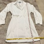 ZARA NWT  Structured Poplin Collared Long Sleeve Mini Shirt Dress White Medium Photo 9