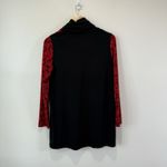 John Mark  Cowl Neck Trapeze Tunic Top S Black Red Button Detail Knit Long Sleeve Photo 6