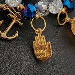 Hand Made Set of 7 AB Blue Crystal Glass Bracelets with Gold Charms Semanario Photo 2