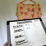 Coral Bay red and yellow floral cotton square neckline shirt women's size XL Photo 3