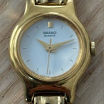 Seiko Vintage Ladies Watch Gold-Tone Bracelet Case Hands White Dial New Battery Photo 0