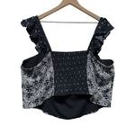 Torrid NWT  Challis Smocked‎ Ruffle Trim Crop Top Size 3X Black Bandana Photo 2