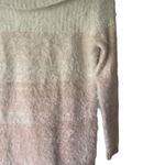 Calvin Klein Size Medium White Pink Feminine Fuzzy Mock Neck Cozy Sweater Photo 5