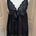Victoria's Secret Victoria’s Secret black lace chiffon double strap slip camisole babydoll top. M. Photo 0