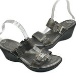 Naot Wedge Sandals Womens 9 Metallic Gray Patent Leather Slip On Comfort Resort Photo 0
