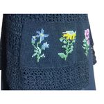 Vintage 90s Teddi Black Embroidered Floral Dress Crochet Cardigan Set Size M/L? Size L Photo 8