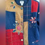 Vintage Jacket with Flowers Patches size PM Blue Photo 2