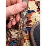 Brahmin Vintage Leather Crossbody Bag Black Brown Croc Embossed 1985 Logo Photo 4