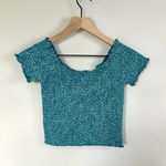 Roxy Medium Blue and White Speckled Crop Top Photo 3