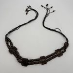 Unbranded Brown Coconut Shell Belt Beaded Boho Adjustable Tie Y2k Vtg Photo 0