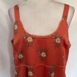 LAURIE FELT Boho Cottage Core Slip Dress Sz 14 Floral Lace Hem Romantic Satin Orange Photo 1