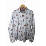 Robert Graham  Priscilla Striped Paisley-Print Multicolor Shirt Women’s Size L Photo 1