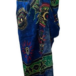 One size blue green yellow red & black tropical fish print fringed sarong EUC Photo 0