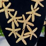 Statement Gold Starfish Bib Necklace Set Photo 3
