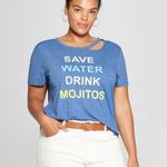 Modern Lux Top Womens Size Medium Blue Distressed Short Sleeve Photo 0