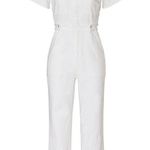 Good American Fit For Success White Denim Short Sleeve Jumpsuit Size Small Photo 4