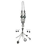 Lia Sophia  Silver Charm Tassel Pendant Necklace Y2K Style & Bead Earrings Photo 4