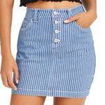 Dickies Blue & White Railroad Stripe Denim Mini Skirt Size 11/30 Photo 0