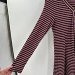 American Eagle  Outfitters Burgundy Striped Henley Long Sleeve Dress Size Medium Photo 5