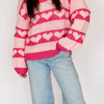 BaeVely Heart Knit Sweater Pink Size M Photo 0