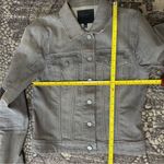 Paige  Denim Womens Size M Gray with Faux Black Leather Elbow Patches Jean Jacket Photo 8