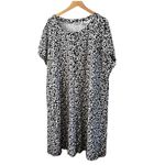 Isaac Mizrahi Live! 5X Black White Geo Rose Print Button Front Dress Plus Size Photo 1