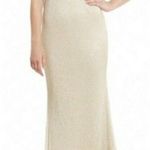Calvin Klein  Sz. 10 NWT Cold Shoulder Rose Gold Shimmer Evening Gown Dress Photo 0
