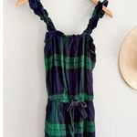Aerie | NWT Flannel Plaid Romper in Green Blue | Sz XS Photo 1