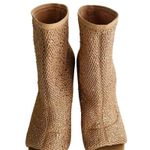 ALDO Sparkle Open Toe Stiletto Size 9 Sock Ankle Bootie Gold Nude Rhinestone Photo 2
