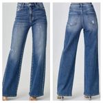 Risen NWT  Jeans High Rise Wide Leg Jeans Sz 3XL Distressed Medium Wash Photo 1