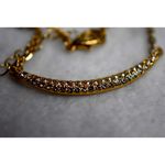Source Unknown Sophisticated Stunning Rhinestone Accented Curved Gold Tone Link Chain Necklace Photo 3