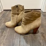 Joie  Suede Ankle Boots Tan Stacked Heel Size 38 (US 7.5-8) Photo 3