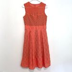 NEW YORK COMPANY NY&CO Eyelet Fit Flare Dress Coral Orange Pink Sleeveless Midi Photo 1