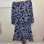Veronica M Navy and White Leaf Print Dress Photo 1