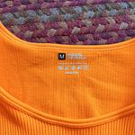 BRIGHT ORANGE BASIC RIBBED SEAMLESS SPLIT LEG TANK DRESS Size M Photo 3