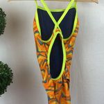 Speedo  Orange Print 1 Piece Play The Angels Flyback Athletic Bathing Suit 10 Photo 4