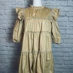 In the Beginning  Baby Doll Tiered Mini Dress in Khaki Womens S Cottagecore Photo 0
