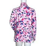 Talbots T By Sweatshirt Women Medium Pink Printed High Neck Buttons Colorful Fun Photo 3