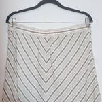 For Cynthia Taupe and Cream Linen Chevron Stripe Skirt NWOT Size Large Photo 4