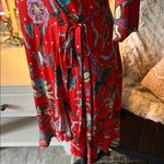Anthropologie Veronica M. Fire, orange floral printed V-neck wide sleeve wrap mini dress S Photo 3