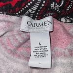 Carmen Marc Valvo  Red Paisley Floral Rhinestones On/Off Shoulder Sweater Large Photo 8