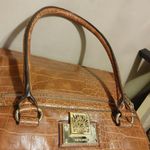 Anne Klein Alligator Alley Satchel Crocodile-Embossed Faux Leather Tote Brown Photo 8