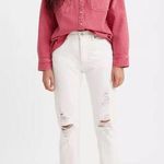 Levi's Levi’s 501 Original Women’s High Rise Straight Leg Jeans White Size 32x30 Red Photo 0