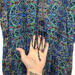 SW3 BESPOKE Silk Dress Cover Up Kaftan Size Small Colorful Paisley Boho Swimsuit Blue Photo 3