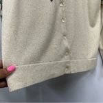 Charter Club  L Floral Cream Yellow Cardigan Sweater button down metallic Photo 6