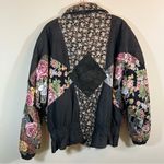 Vintage Paris Sport Club Black Leather Floral Patchwork Jacket Large Boho Photo 9