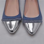 Kate Spade  Womens Flats Size 9.5 Blue Denim Silver Metallic Quiet Luxury Shoes Photo 3